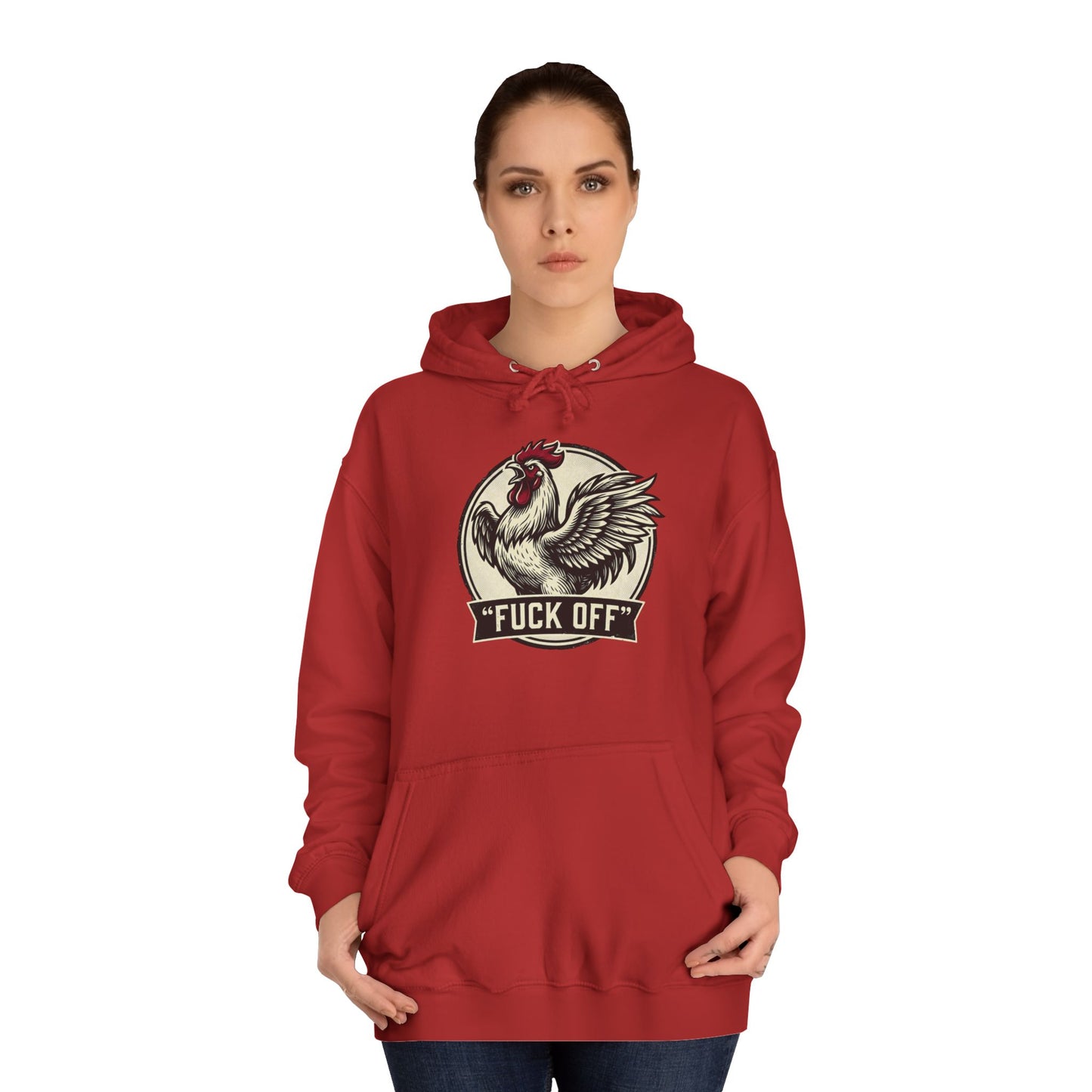 Hoodie mit Hahn ‚Fuck Off‘ Grafik – Pullover im Vintage-Farmhouse-Stil mit Attitüde