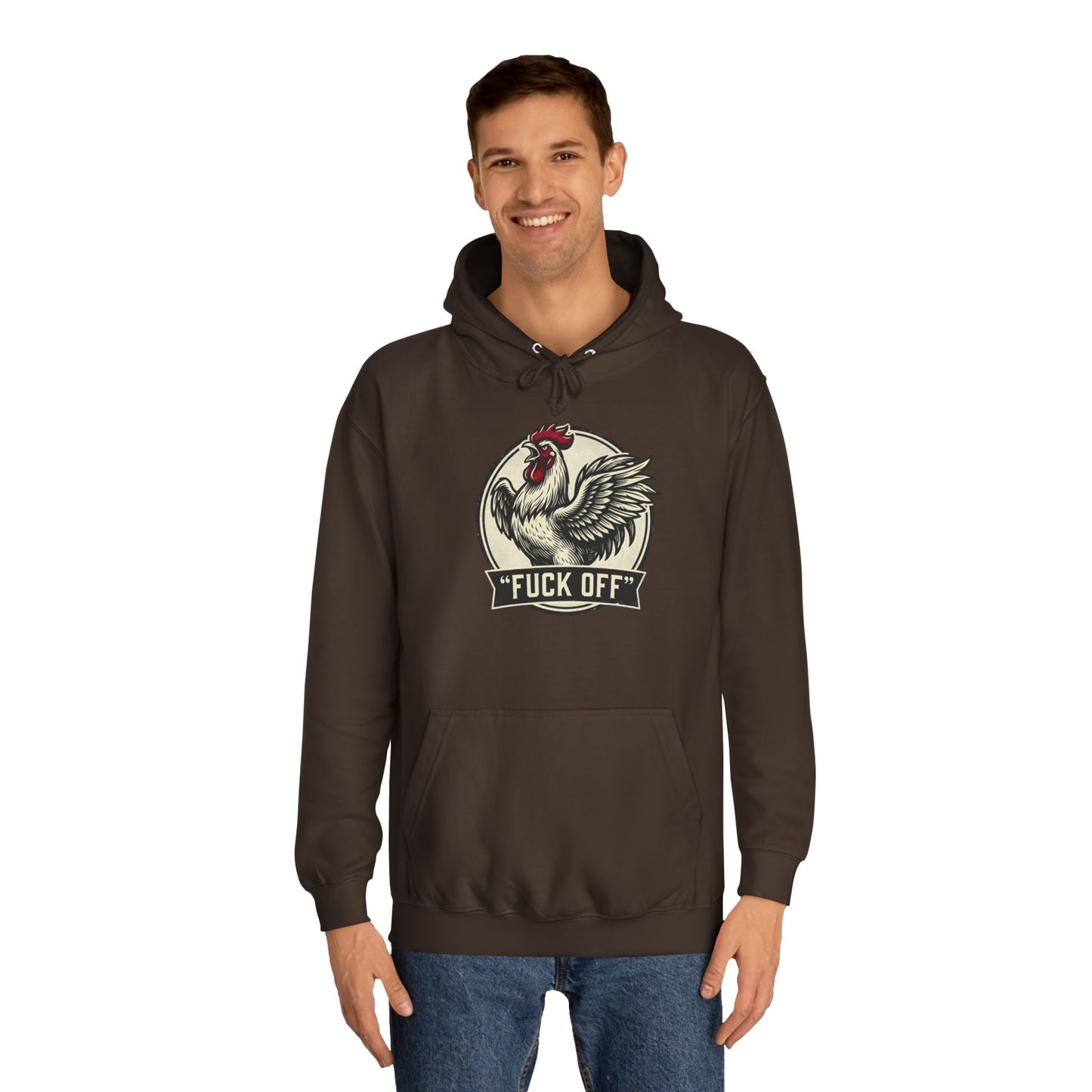 Hoodie mit Hahn ‚Fuck Off‘ Grafik – Pullover im Vintage-Farmhouse-Stil mit Attitüde