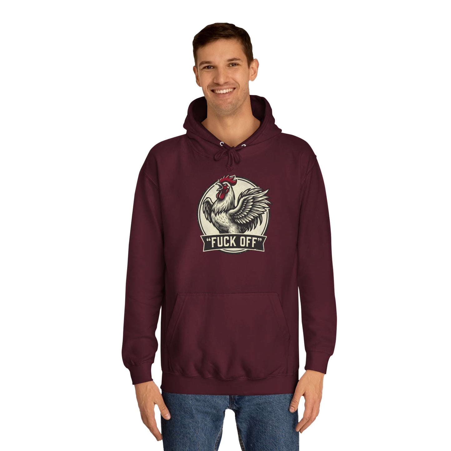 Hoodie mit Hahn ‚Fuck Off‘ Grafik – Pullover im Vintage-Farmhouse-Stil mit Attitüde