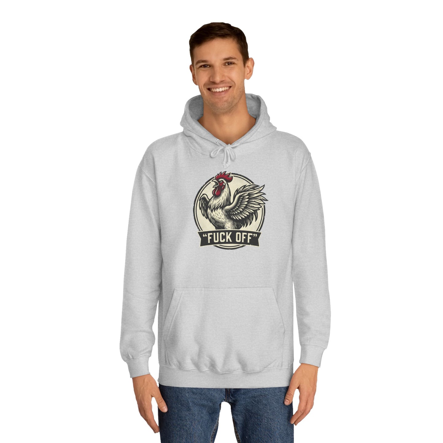 Hoodie mit Hahn ‚Fuck Off‘ Grafik – Pullover im Vintage-Farmhouse-Stil mit Attitüde