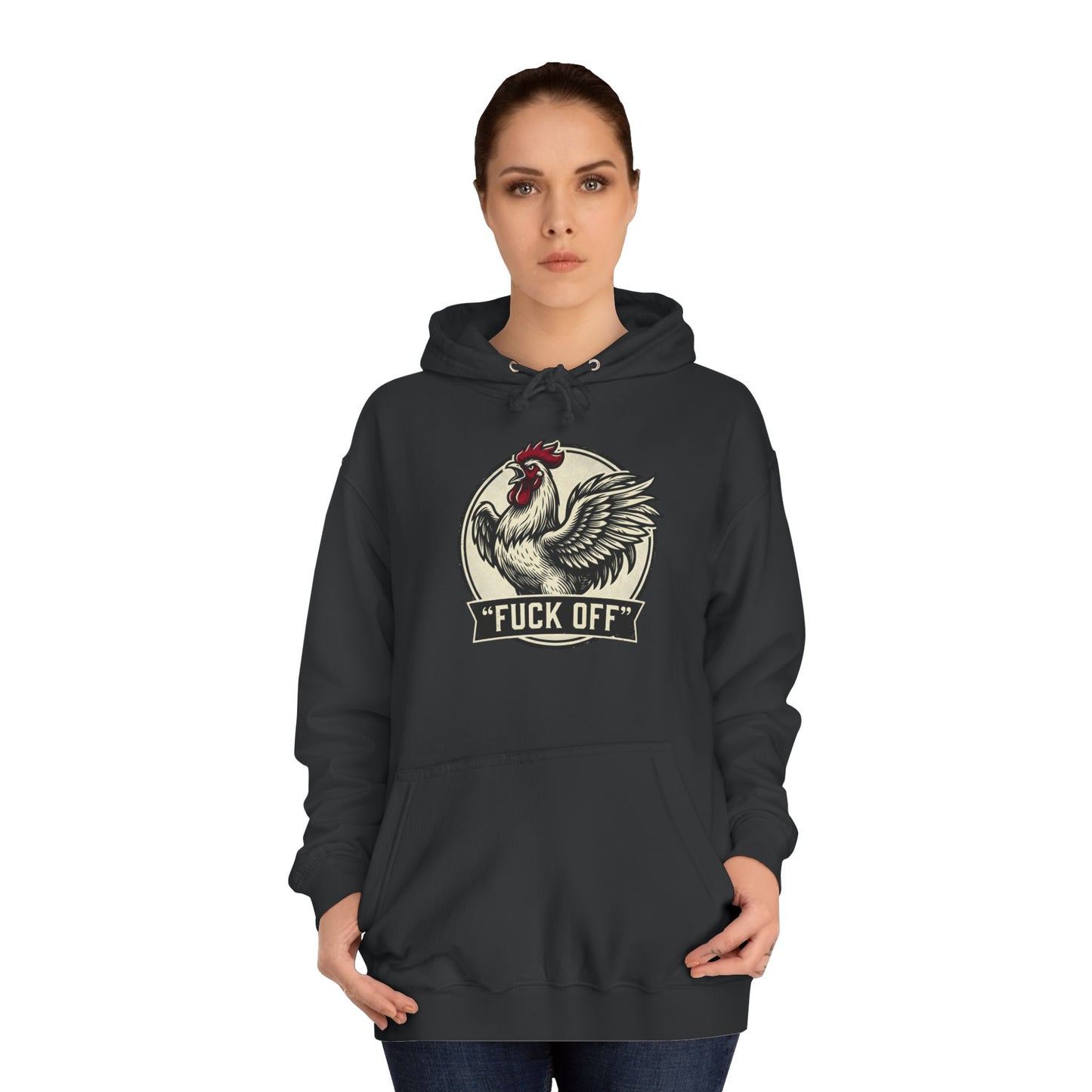 Hoodie mit Hahn ‚Fuck Off‘ Grafik – Pullover im Vintage-Farmhouse-Stil mit Attitüde