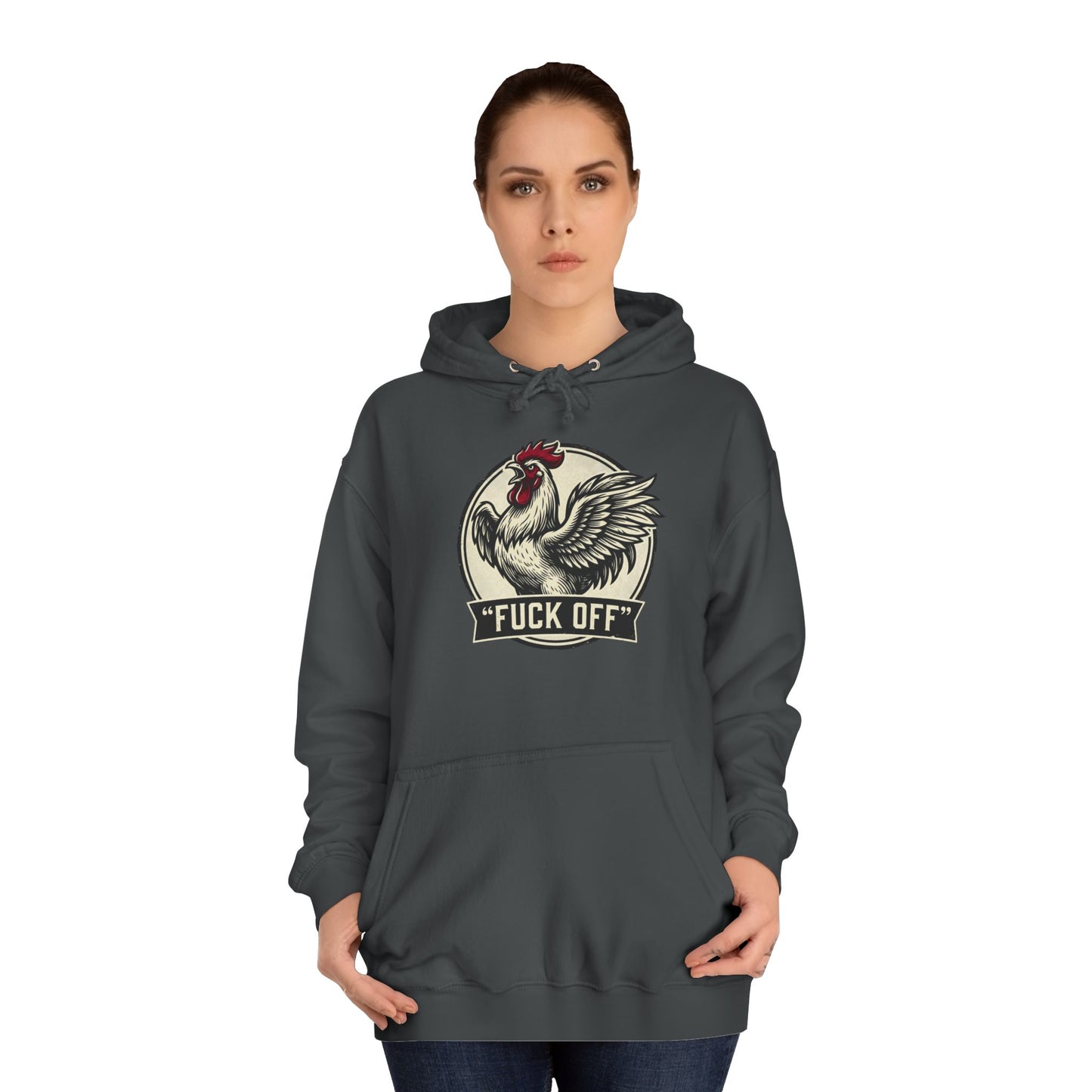 Hoodie mit Hahn ‚Fuck Off‘ Grafik – Pullover im Vintage-Farmhouse-Stil mit Attitüde