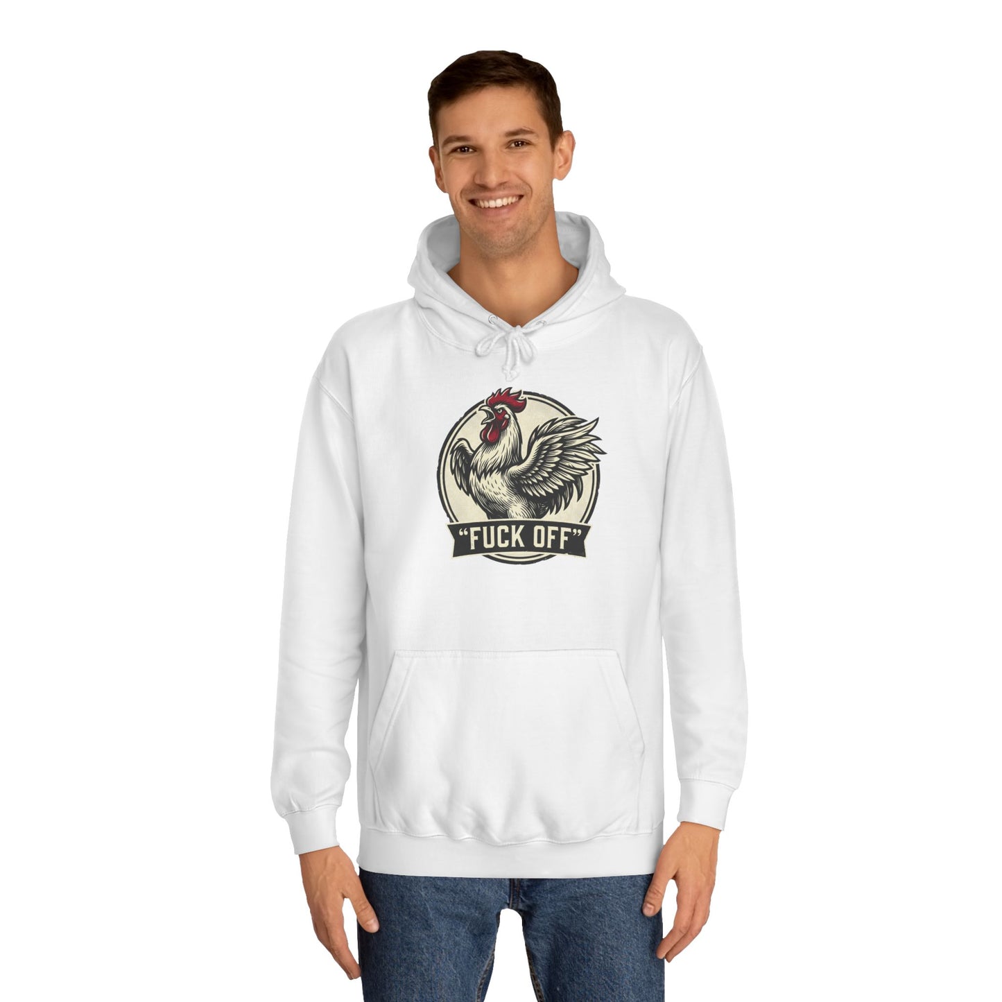Hoodie mit Hahn ‚Fuck Off‘ Grafik – Pullover im Vintage-Farmhouse-Stil mit Attitüde