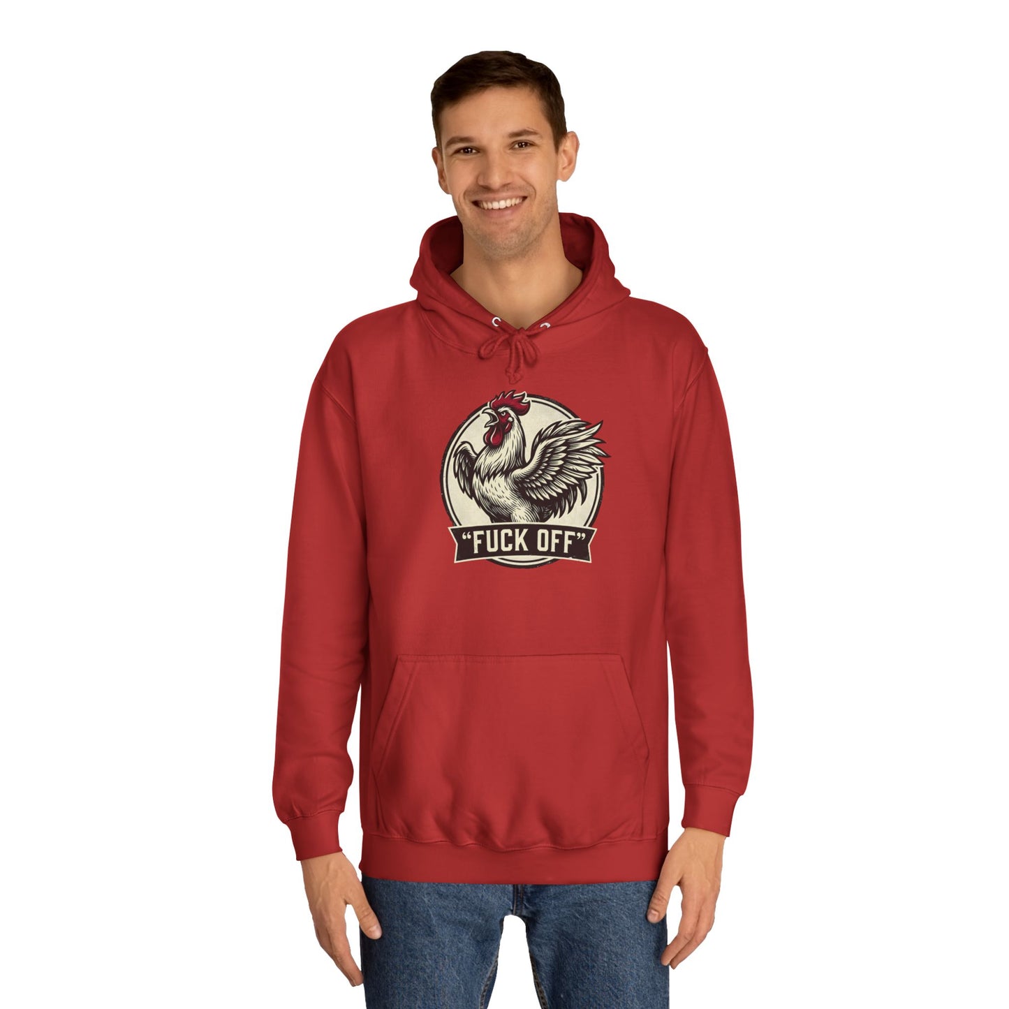 Hoodie mit Hahn ‚Fuck Off‘ Grafik – Pullover im Vintage-Farmhouse-Stil mit Attitüde