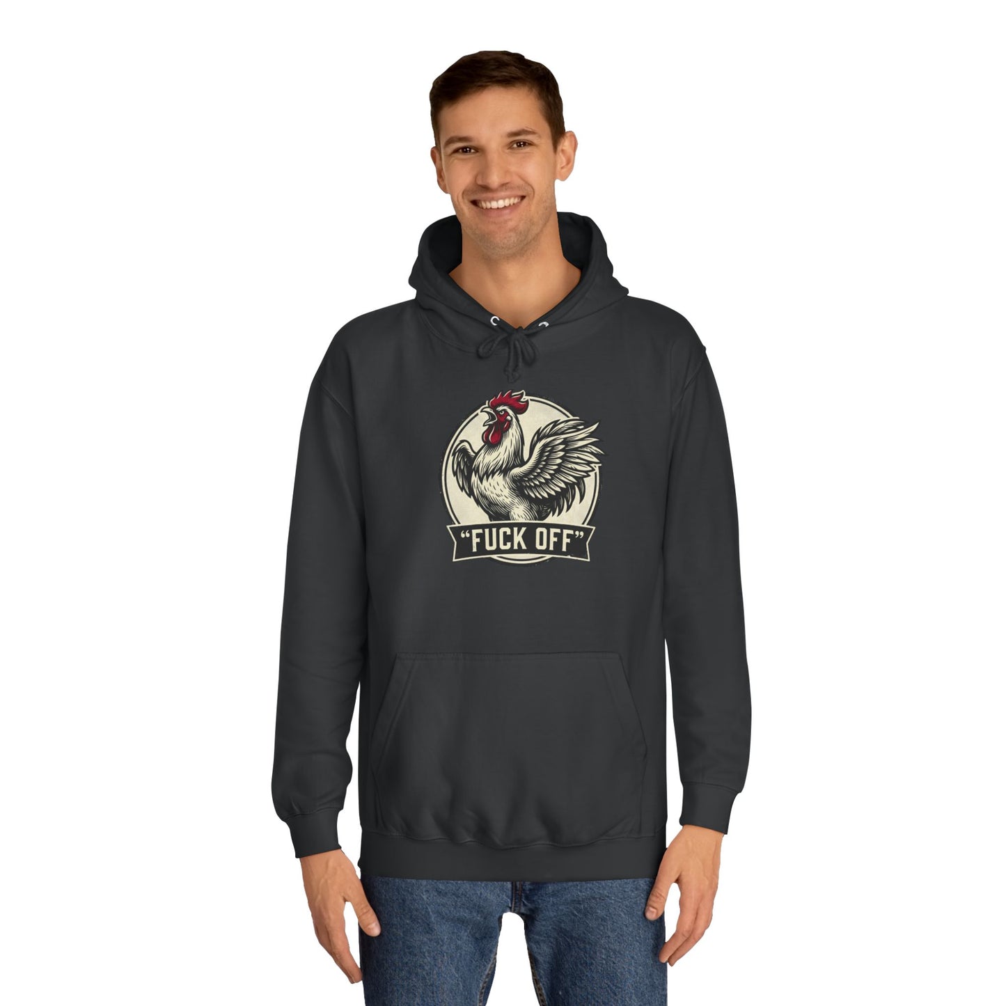 Hoodie mit Hahn ‚Fuck Off‘ Grafik – Pullover im Vintage-Farmhouse-Stil mit Attitüde