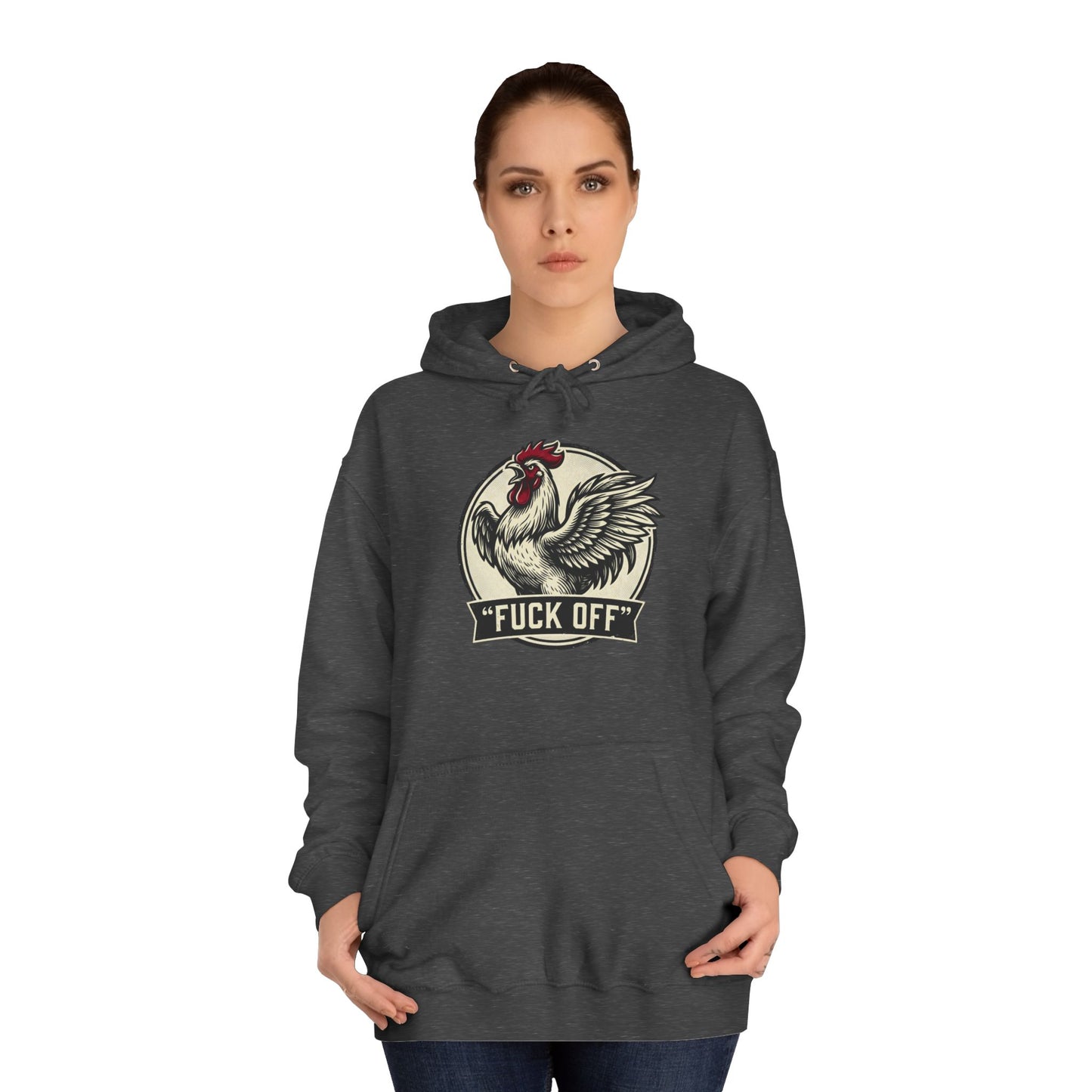 Hoodie mit Hahn ‚Fuck Off‘ Grafik – Pullover im Vintage-Farmhouse-Stil mit Attitüde