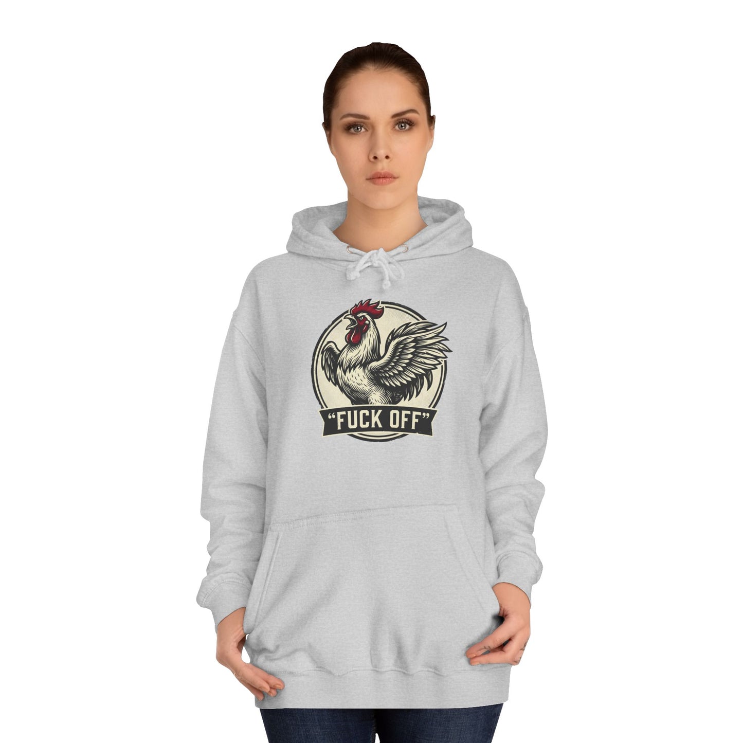 Hoodie mit Hahn ‚Fuck Off‘ Grafik – Pullover im Vintage-Farmhouse-Stil mit Attitüde