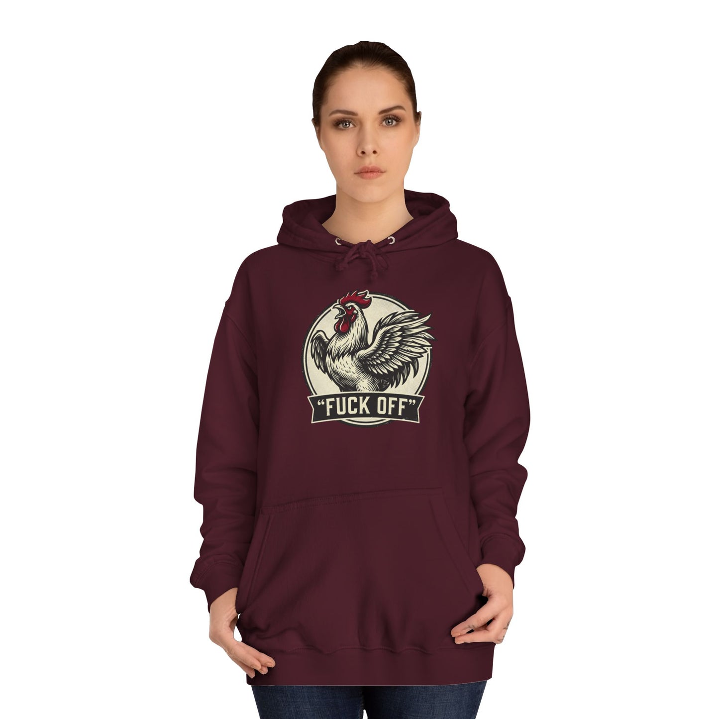 Hoodie mit Hahn ‚Fuck Off‘ Grafik – Pullover im Vintage-Farmhouse-Stil mit Attitüde