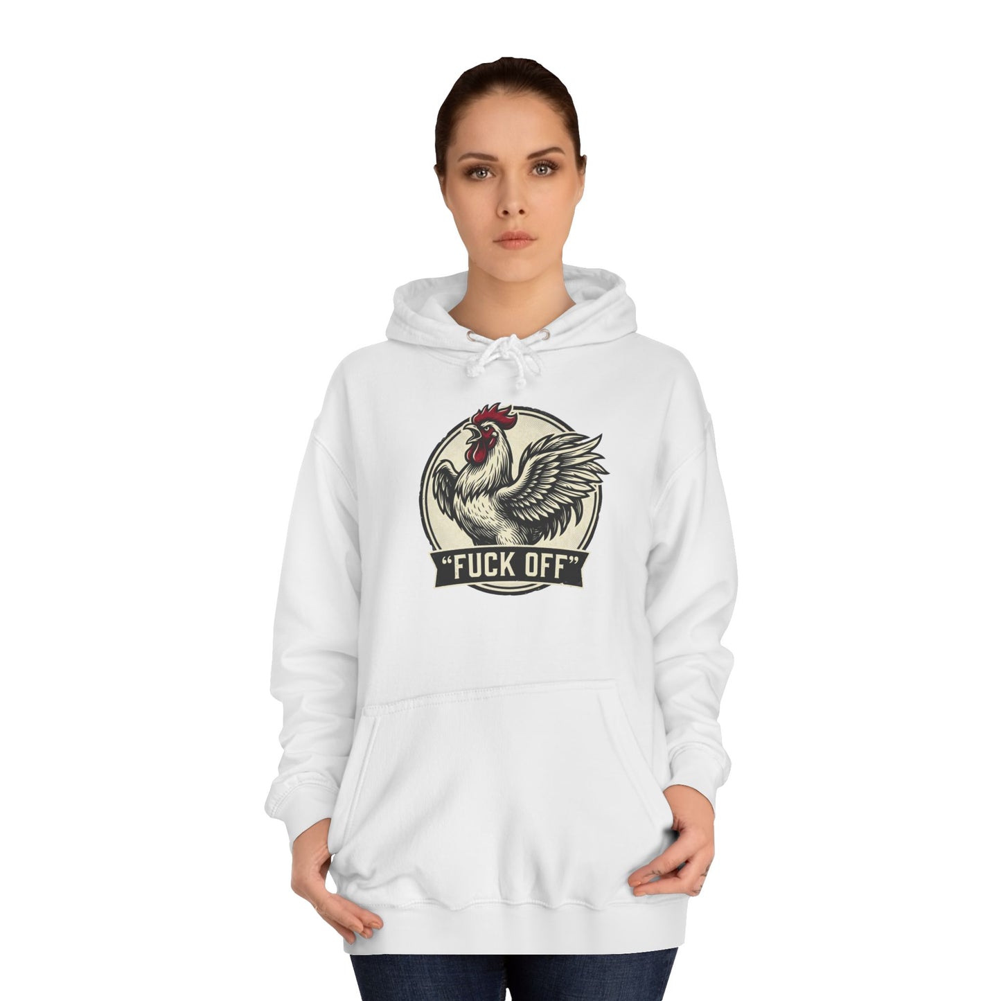 Hoodie mit Hahn ‚Fuck Off‘ Grafik – Pullover im Vintage-Farmhouse-Stil mit Attitüde