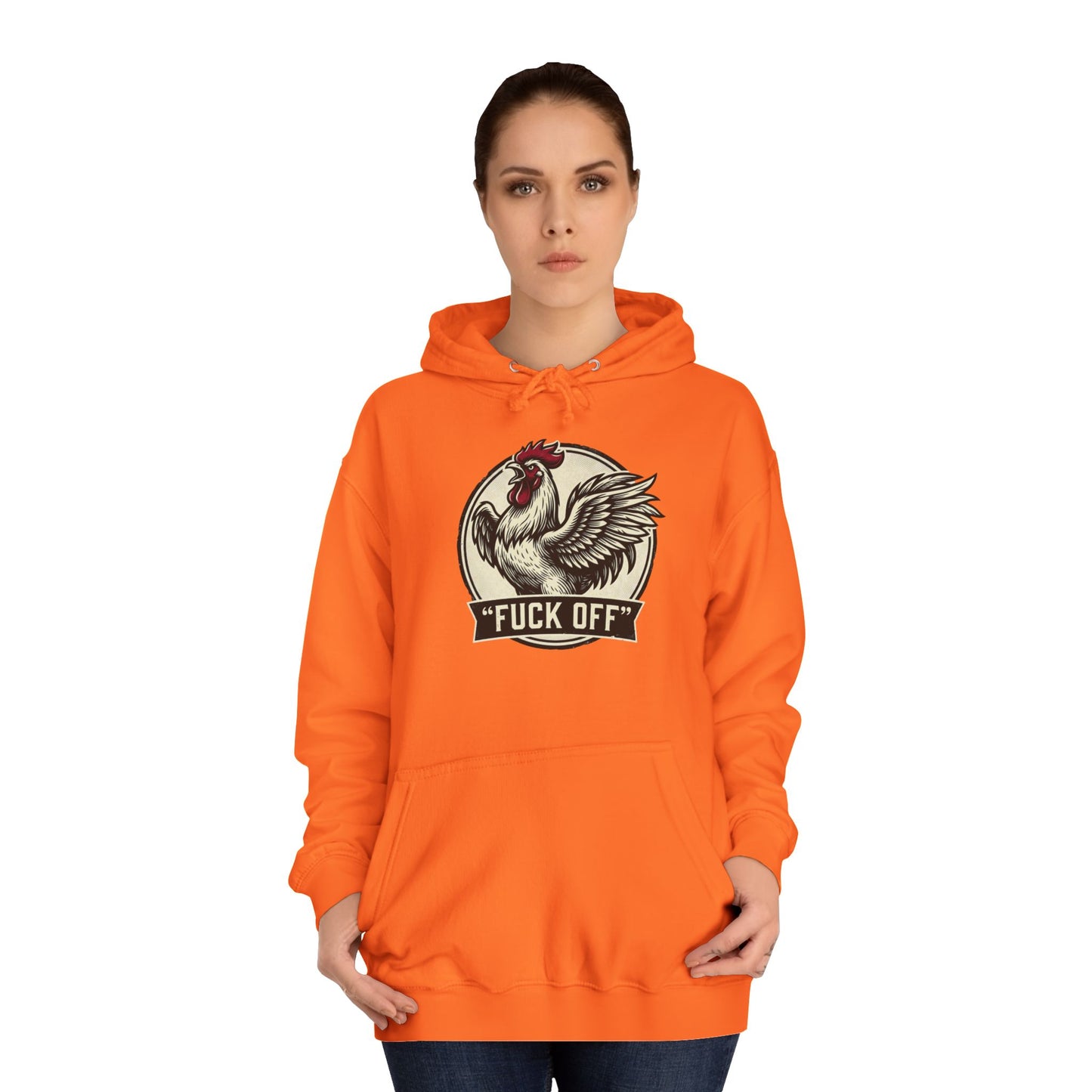 Hoodie mit Hahn ‚Fuck Off‘ Grafik – Pullover im Vintage-Farmhouse-Stil mit Attitüde