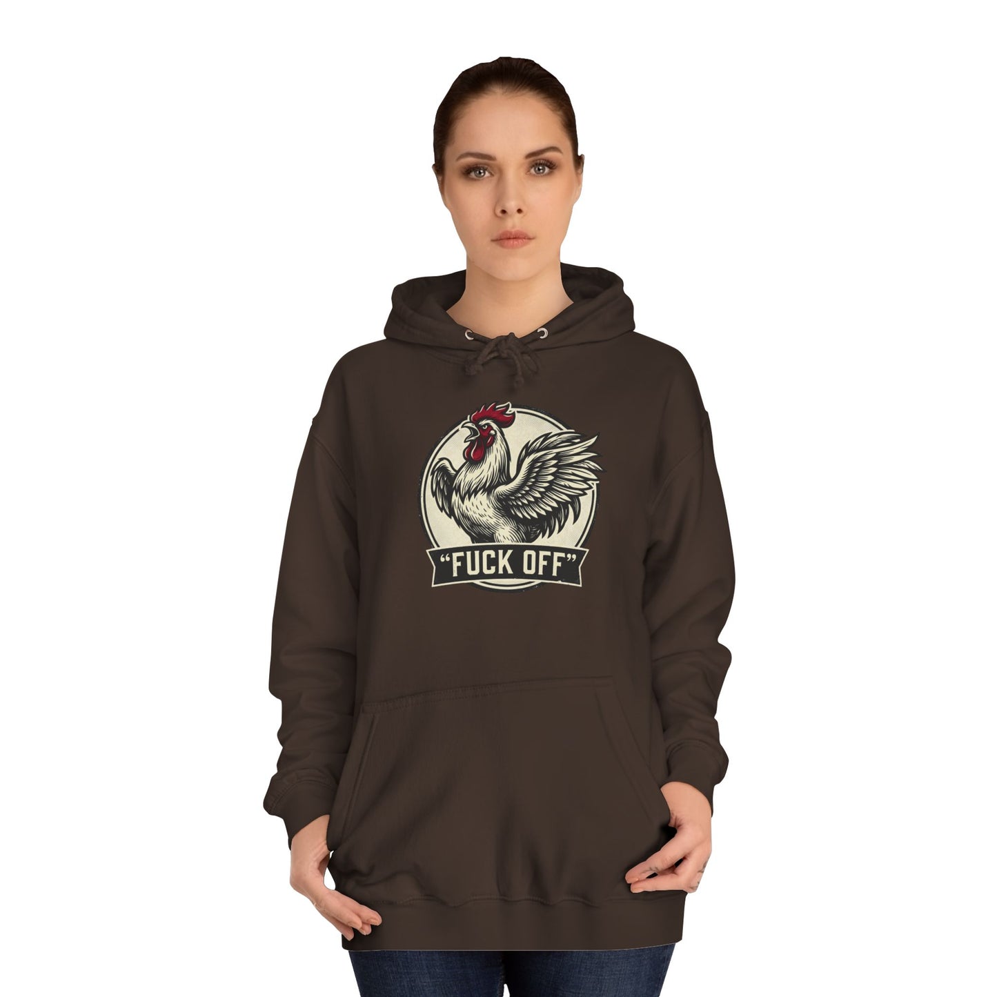 Hoodie mit Hahn ‚Fuck Off‘ Grafik – Pullover im Vintage-Farmhouse-Stil mit Attitüde